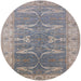 Round Mid-Century Modern Silver Pink Oriental Rug, urb1426