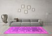 Machine Washable Oriental Pink Traditional Rug in a Living Room, wshurb1426pnk