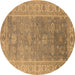 Round Oriental Brown Traditional Rug, urb1427brn