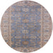 Round Mid-Century Modern Rose Purple Oriental Rug, urb1427