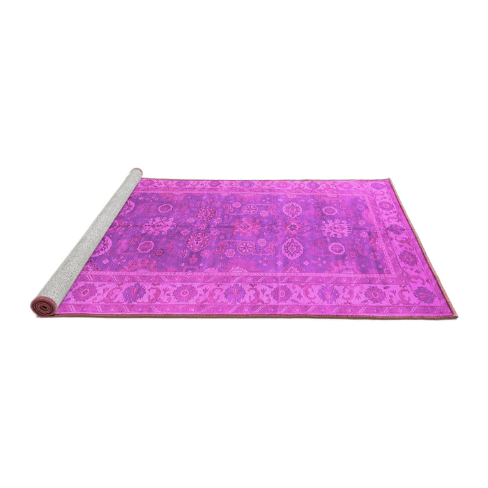 Sideview of Machine Washable Oriental Pink Traditional Rug, wshurb1427pnk