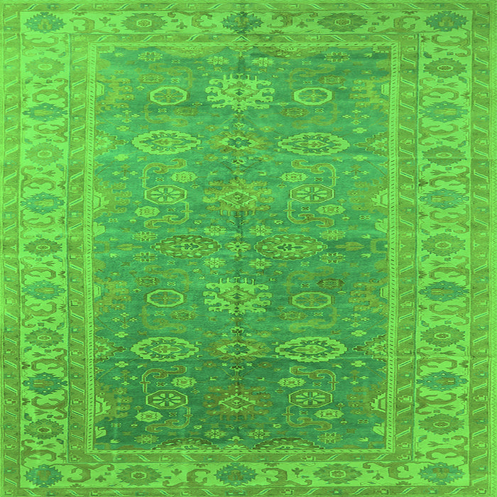 Square Machine Washable Oriental Green Traditional Area Rugs, wshurb1427grn
