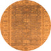 Round Oriental Orange Traditional Rug, urb1427org