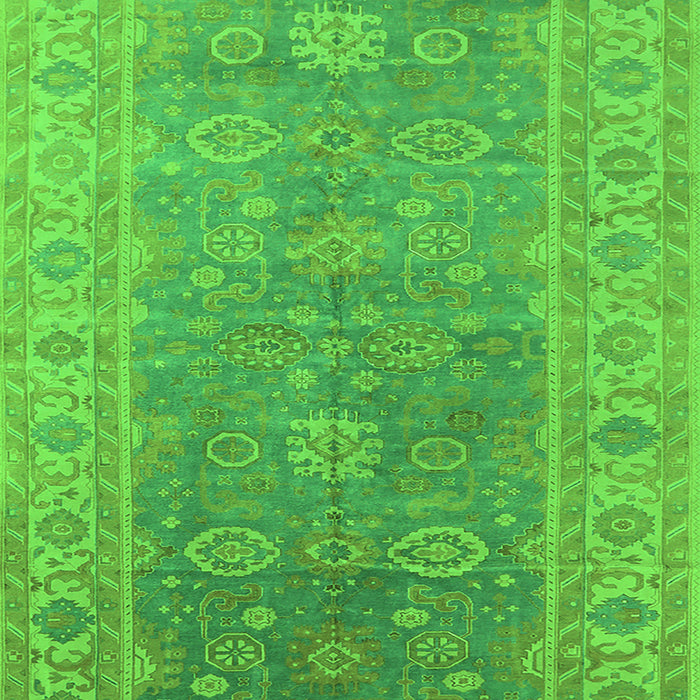 Machine Washable Oriental Green Traditional Area Rugs, wshurb1427grn