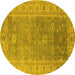 Round Oriental Yellow Traditional Rug, urb1427yw