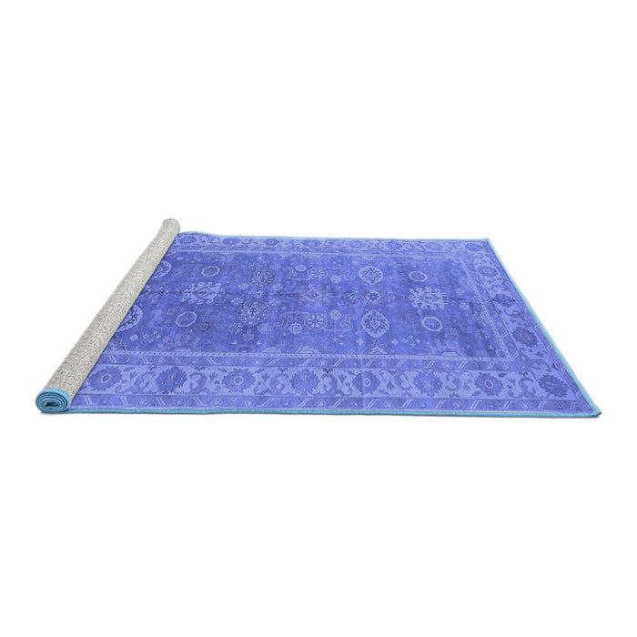 Sideview of Machine Washable Oriental Blue Traditional Rug, wshurb1427blu