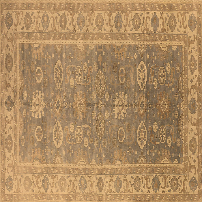 Square Machine Washable Oriental Brown Traditional Rug, wshurb1427brn