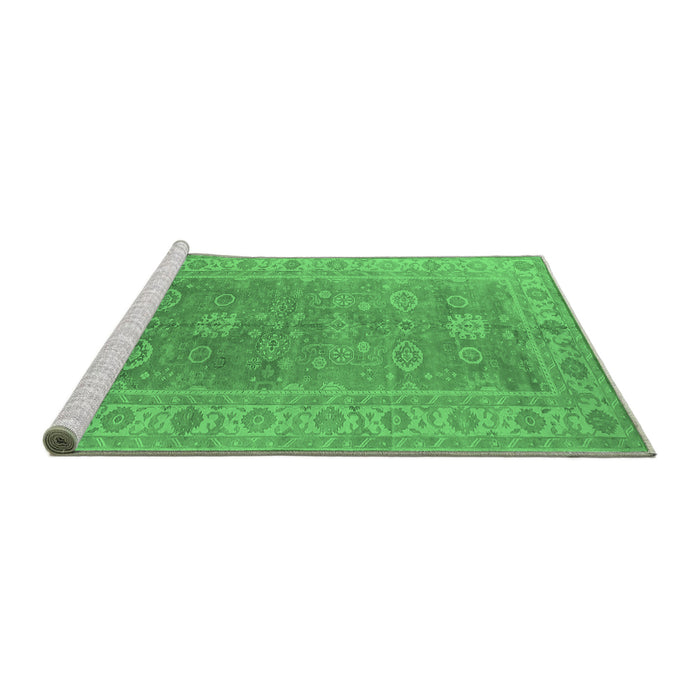 Sideview of Machine Washable Oriental Emerald Green Traditional Area Rugs, wshurb1427emgrn