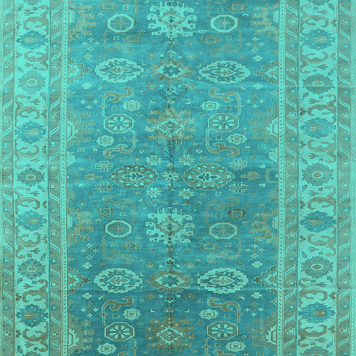 Machine Washable Oriental Turquoise Traditional Area Rugs, wshurb1427turq
