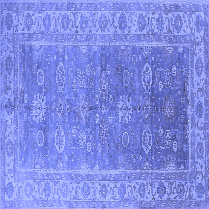 Square Machine Washable Oriental Blue Traditional Rug, wshurb1427blu