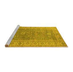 Sideview of Machine Washable Oriental Yellow Traditional Rug, wshurb1427yw
