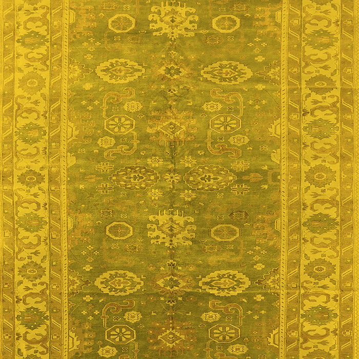 Machine Washable Oriental Yellow Traditional Rug, wshurb1427yw