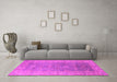 Machine Washable Oriental Pink Traditional Rug in a Living Room, wshurb1427pnk