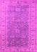 Machine Washable Oriental Pink Traditional Rug, wshurb1427pnk