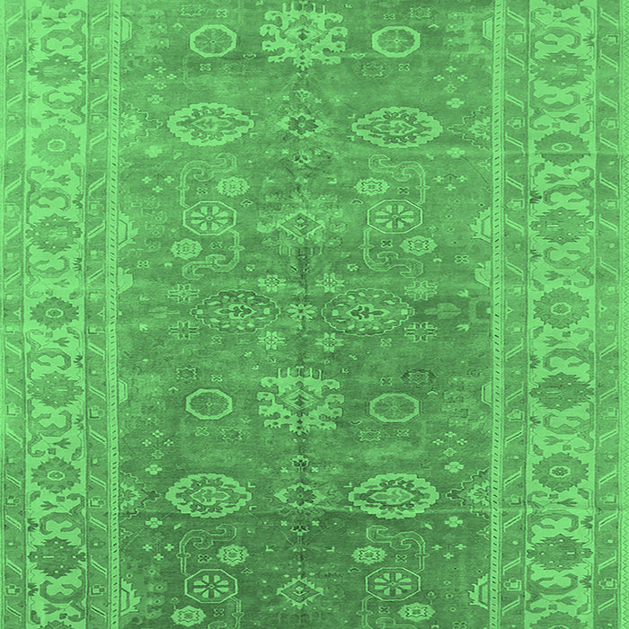 Machine Washable Oriental Emerald Green Traditional Area Rugs, wshurb1427emgrn