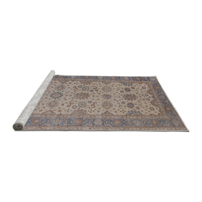 Sideview of Machine Washable Industrial Modern Khaki Rose Pink Rug, wshurb1428