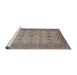 Sideview of Machine Washable Industrial Modern Khaki Rose Pink Rug, wshurb1428