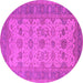 Round Oriental Pink Traditional Rug, urb1428pnk