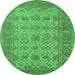 Round Oriental Emerald Green Traditional Rug, urb1428emgrn