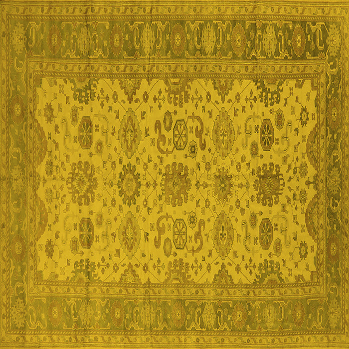 Square Machine Washable Oriental Yellow Traditional Rug, wshurb1428yw