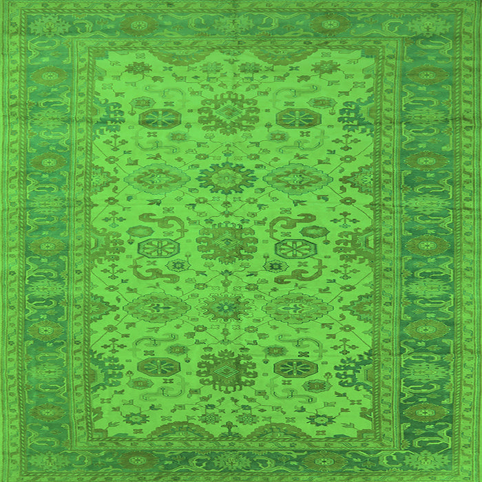 Square Oriental Green Traditional Rug, urb1428grn