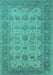 Machine Washable Oriental Turquoise Traditional Area Rugs, wshurb1428turq