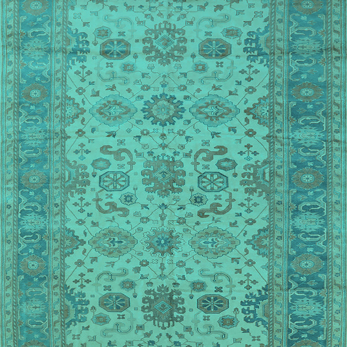 Machine Washable Oriental Turquoise Traditional Area Rugs, wshurb1428turq