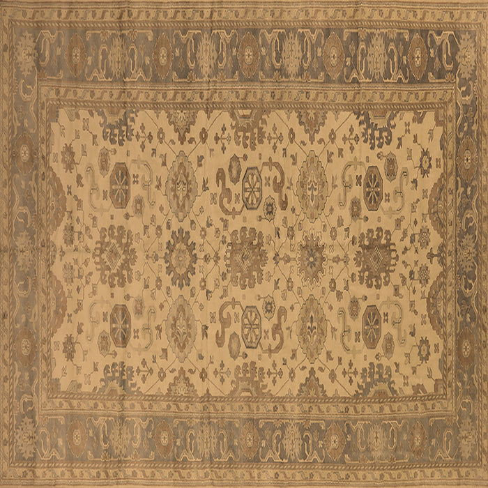 Square Machine Washable Oriental Brown Traditional Rug, wshurb1428brn