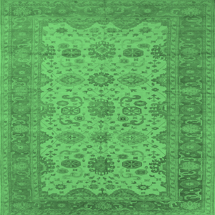 Square Oriental Emerald Green Traditional Rug, urb1428emgrn