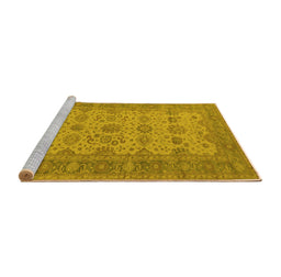 Sideview of Machine Washable Oriental Yellow Traditional Rug, wshurb1428yw