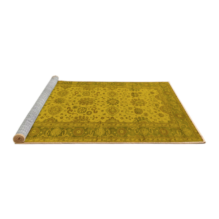 Sideview of Machine Washable Oriental Yellow Traditional Rug, wshurb1428yw