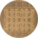 Round Oriental Brown Traditional Rug, urb1428brn