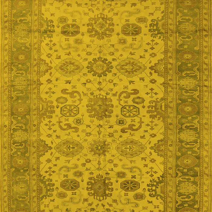 Machine Washable Oriental Yellow Traditional Rug, wshurb1428yw