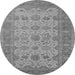 Round Oriental Gray Traditional Rug, urb1428gry