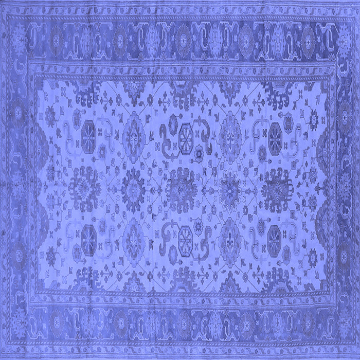 Square Machine Washable Oriental Blue Traditional Rug, wshurb1428blu
