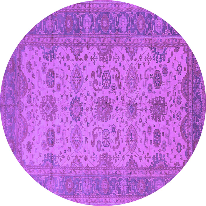 Round Machine Washable Oriental Purple Traditional Area Rugs, wshurb1428pur