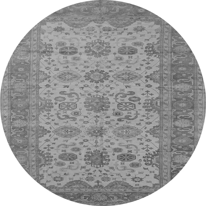 Round Machine Washable Oriental Gray Traditional Rug, wshurb1428gry