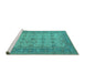 Sideview of Machine Washable Oriental Turquoise Traditional Area Rugs, wshurb1428turq