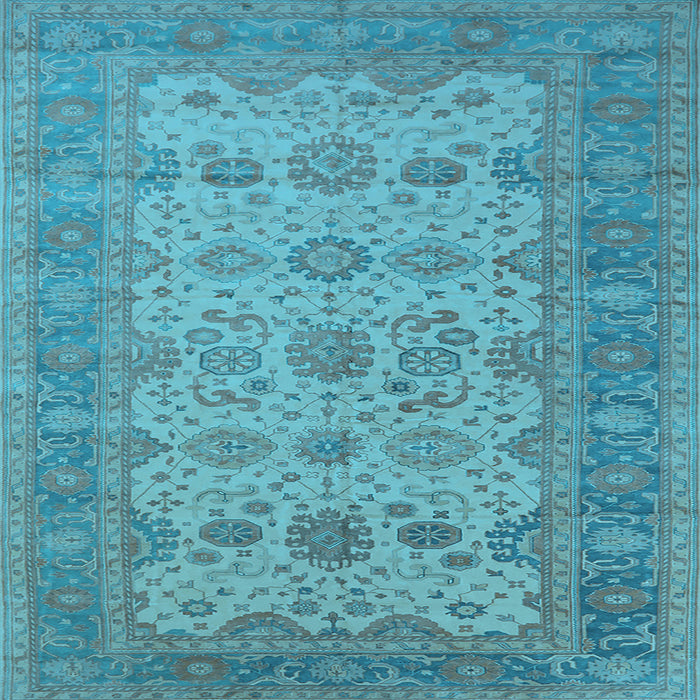 Square Machine Washable Oriental Light Blue Traditional Rug, wshurb1428lblu