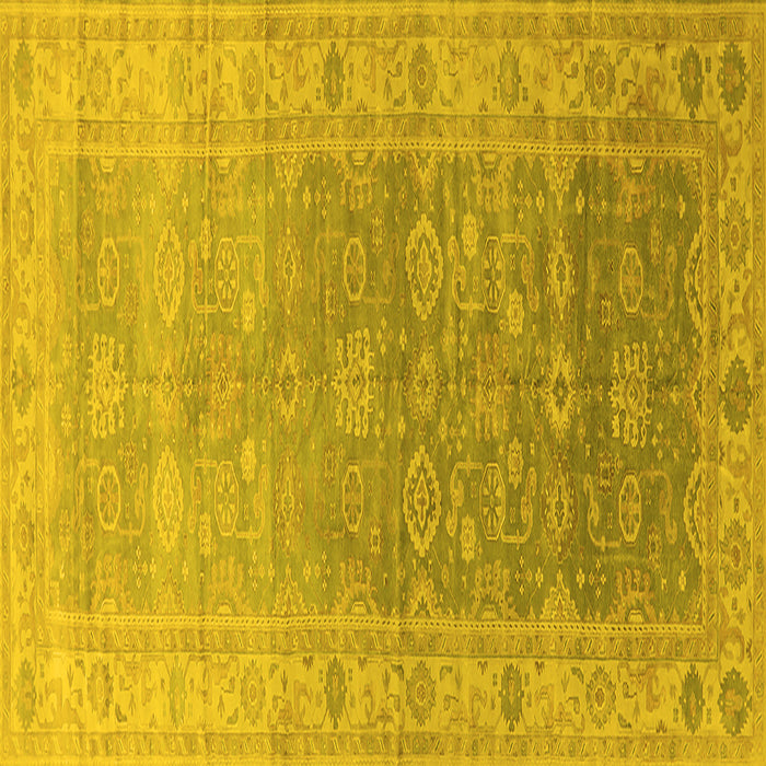 Square Machine Washable Oriental Yellow Traditional Rug, wshurb1429yw