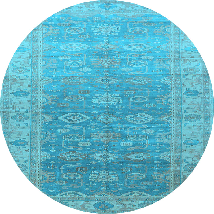 Round Oriental Light Blue Traditional Rug, urb1429lblu