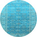 Round Oriental Light Blue Traditional Rug, urb1429lblu