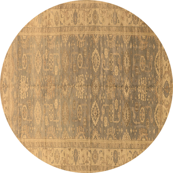 Round Oriental Brown Traditional Rug, urb1429brn
