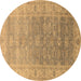 Round Oriental Brown Traditional Rug, urb1429brn