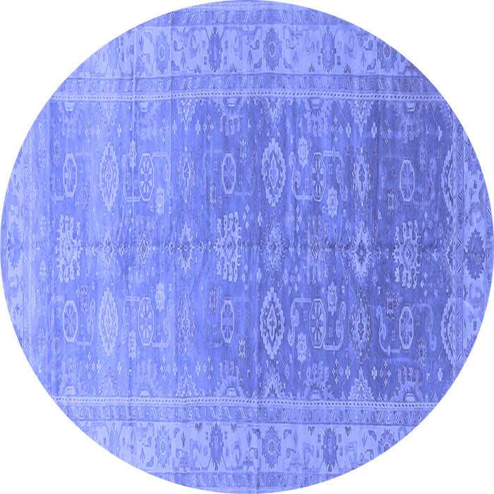 Round Oriental Blue Traditional Rug, urb1429blu