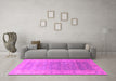 Machine Washable Oriental Pink Traditional Rug in a Living Room, wshurb1429pnk