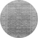 Round Machine Washable Oriental Gray Traditional Rug, wshurb1429gry