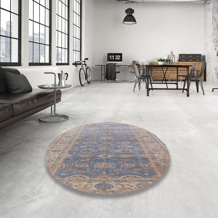 Round Machine Washable Industrial Modern Silver Pink Rug in a Office, wshurb1429