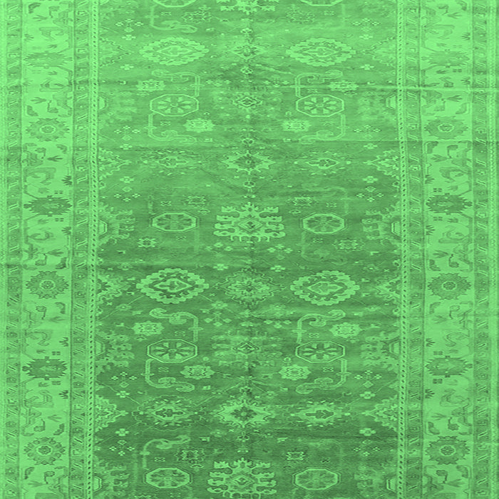 Machine Washable Oriental Emerald Green Traditional Area Rugs, wshurb1429emgrn
