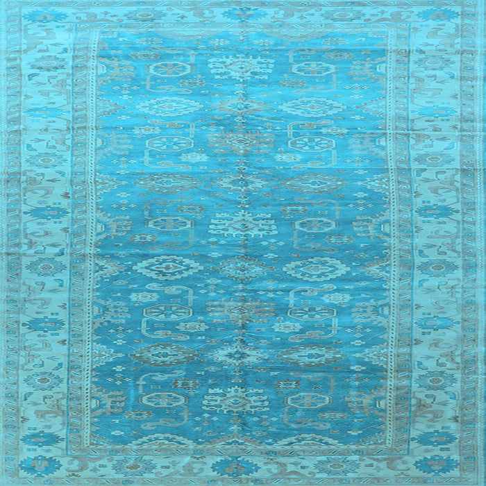 Square Machine Washable Oriental Light Blue Traditional Rug, wshurb1429lblu